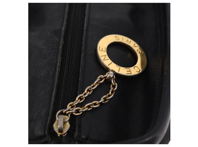 Céline CELINE Circle Handtasche Nylon Schwarz Gold Auth 193380 Golden - Ansicht 10