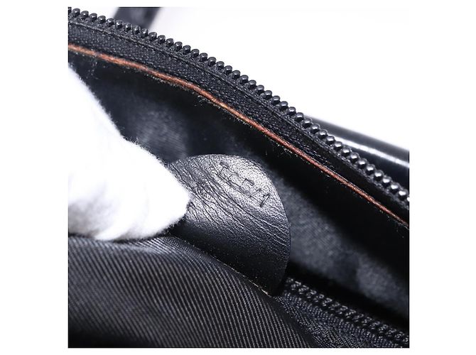Céline CELINE Circle Handtasche Nylon Schwarz Gold Auth 193380 Golden - Ansicht 12