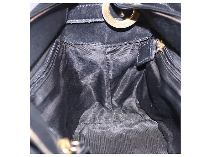 Céline CELINE Circle Handtasche Nylon Schwarz Gold Auth 193380 Golden - Ansicht 18
