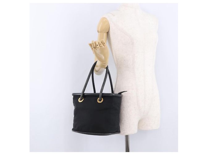 Céline CELINE Circle Handtasche Nylon Schwarz Gold Auth 193380 Golden - Ansicht 24