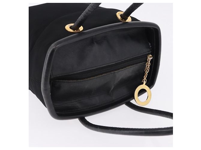 Céline CELINE Circle Handtasche Nylon Schwarz Gold Auth 193380 Golden - Ansicht 6