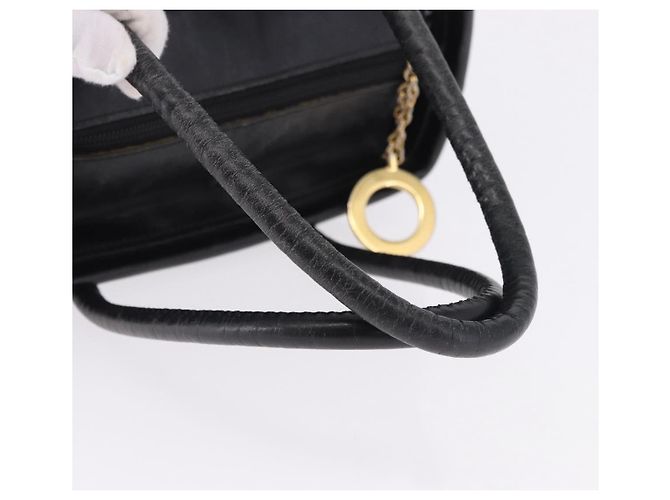 Céline CELINE Circle Handtasche Nylon Schwarz Gold Auth 193380 Golden - Ansicht 7