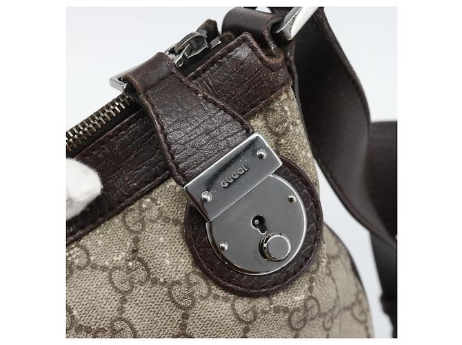 Borsa a Tracolla GUCCI GG Supreme PVC Beige Silver 148476 Auth BA14217 Argento - vista 18