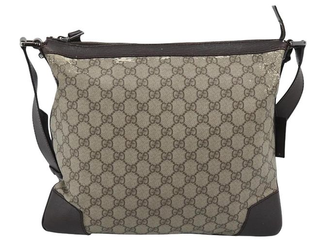 Borsa a Tracolla GUCCI GG Supreme PVC Beige Silver 148476 Auth BA14217 Argento - vista 2