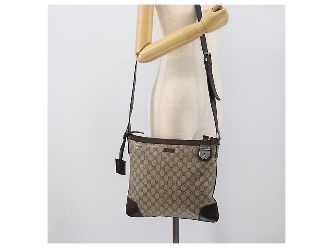 Borsa a Tracolla GUCCI GG Supreme PVC Beige Silver 148476 Auth BA14217 Argento - vista 24