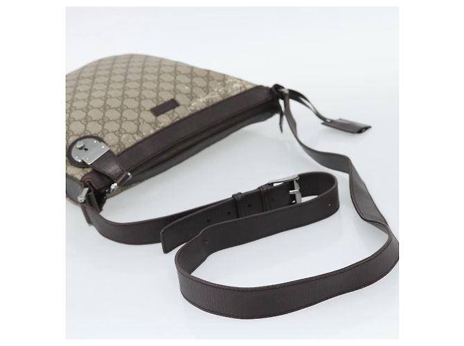Borsa a Tracolla GUCCI GG Supreme PVC Beige Silver 148476 Auth BA14217 Argento - vista 7