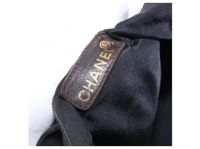 Sac Cabas CHANEL Nylon Noir Or CC Auth 192486A Doré - vue 10