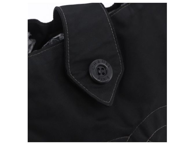 Sac Cabas CHANEL Nylon Noir Or CC Auth 192486A Doré - vue 17