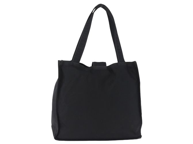 Sac Cabas CHANEL Nylon Noir Or CC Auth 192486A Doré - vue 2