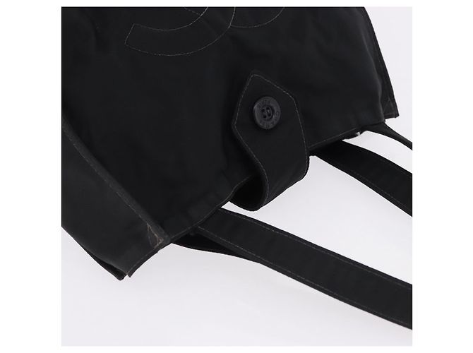 Sac Cabas CHANEL Nylon Noir Or CC Auth 192486A Doré - vue 6