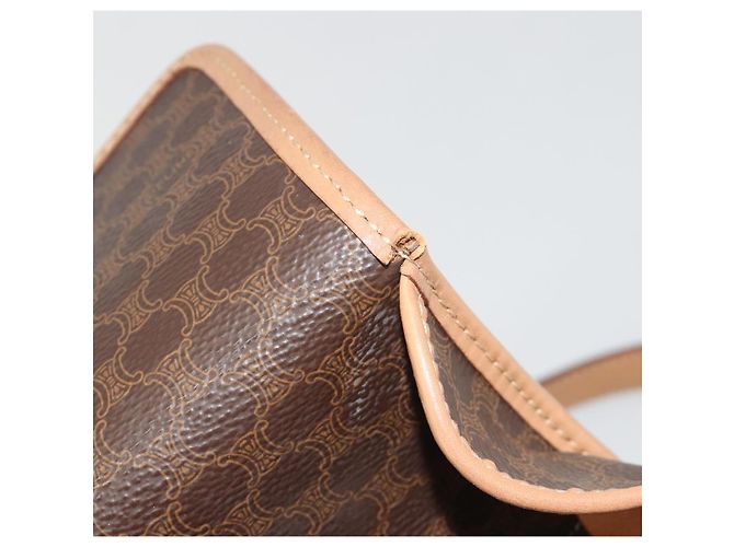 Céline Borsa a tracolla circolare CELINE Macadam Canvas PVC Pelle Marrone Oro Auth 194756 D'oro - vista 10