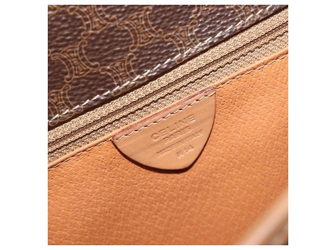 Céline Borsa a tracolla circolare CELINE Macadam Canvas PVC Pelle Marrone Oro Auth 194756 D'oro - vista 12