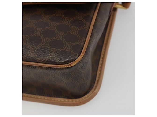 Céline Borsa a tracolla circolare CELINE Macadam Canvas PVC Pelle Marrone Oro Auth 194756 D'oro - vista 14