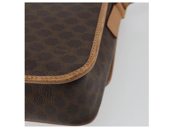 Céline Borsa a tracolla circolare CELINE Macadam Canvas PVC Pelle Marrone Oro Auth 194756 D'oro - vista 16