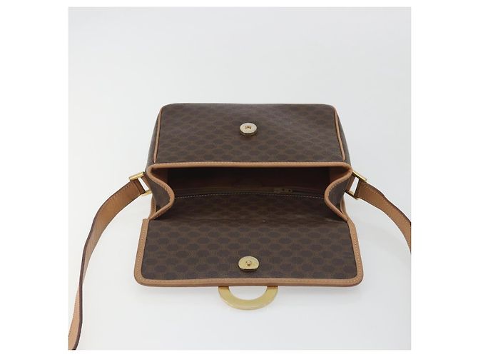 Céline Borsa a tracolla circolare CELINE Macadam Canvas PVC Pelle Marrone Oro Auth 194756 D'oro - vista 18