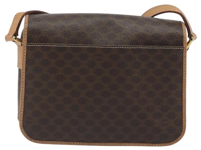 Céline Borsa a tracolla circolare CELINE Macadam Canvas PVC Pelle Marrone Oro Auth 194756 D'oro - vista 2