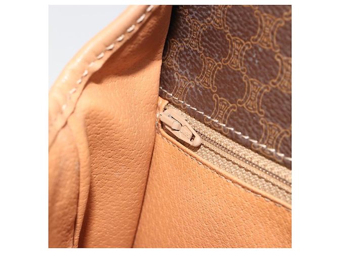 Céline Borsa a tracolla circolare CELINE Macadam Canvas PVC Pelle Marrone Oro Auth 194756 D'oro - vista 21