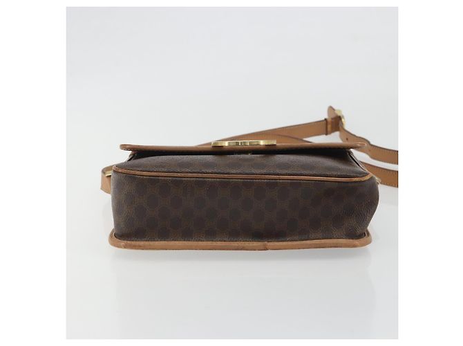 Céline Borsa a tracolla circolare CELINE Macadam Canvas PVC Pelle Marrone Oro Auth 194756 D'oro - vista 5