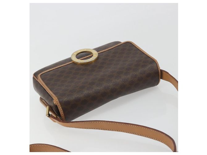 Céline Borsa a tracolla circolare CELINE Macadam Canvas PVC Pelle Marrone Oro Auth 194756 D'oro - vista 6