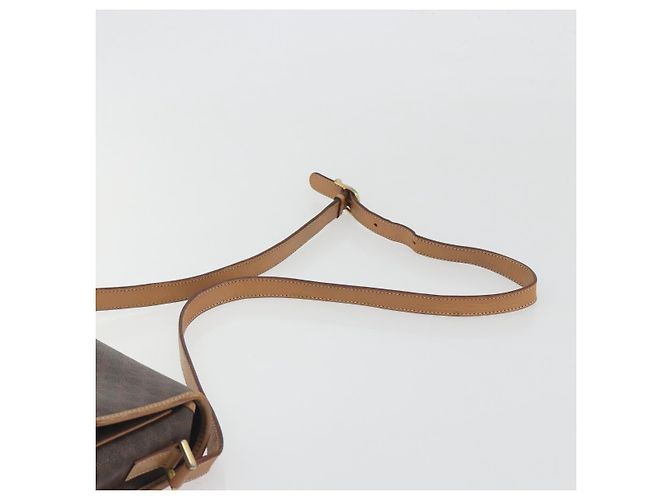 Céline Borsa a tracolla circolare CELINE Macadam Canvas PVC Pelle Marrone Oro Auth 194756 D'oro - vista 8