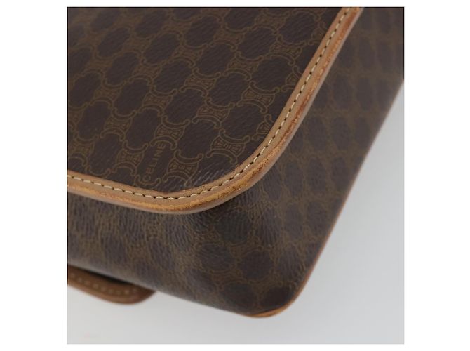 Céline Borsa a tracolla circolare CELINE Macadam Canvas PVC Pelle Marrone Oro Auth 194756 D'oro - vista 9