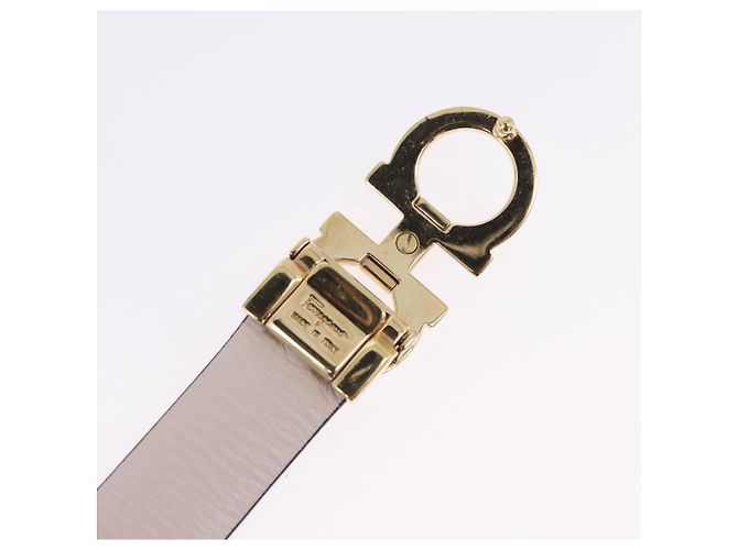Cintura Salvatore Ferragamo Gancini in pelle nera e oro Auth BA14708A Nero - vista 6