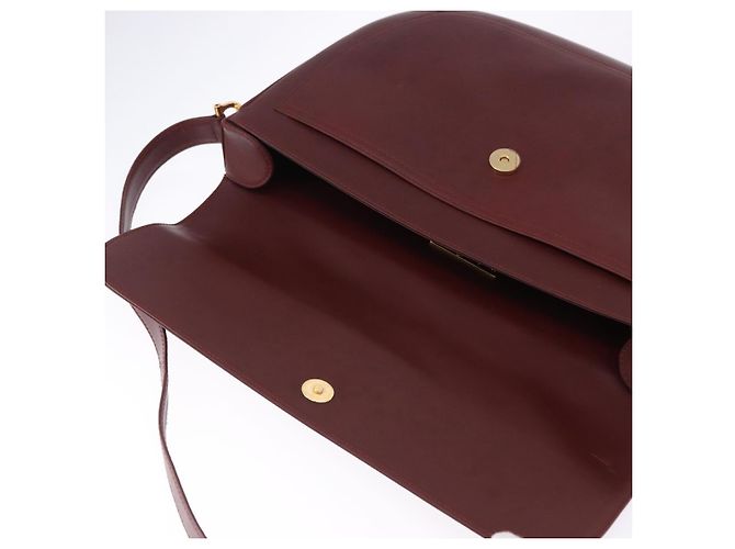 Borsa a tracolla CARTIER Must Line in pelle Bordeaux tono oro Auth gh2231 - vista 10