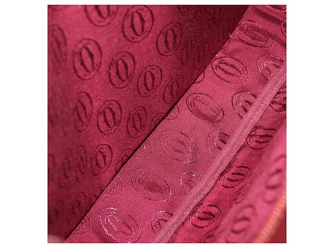 Borsa a tracolla CARTIER Must Line in pelle Bordeaux tono oro Auth gh2231 - vista 11