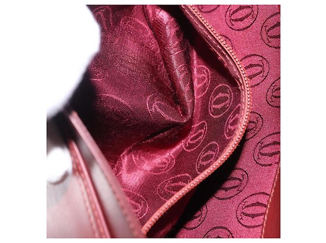 Borsa a tracolla CARTIER Must Line in pelle Bordeaux tono oro Auth gh2231 - vista 12