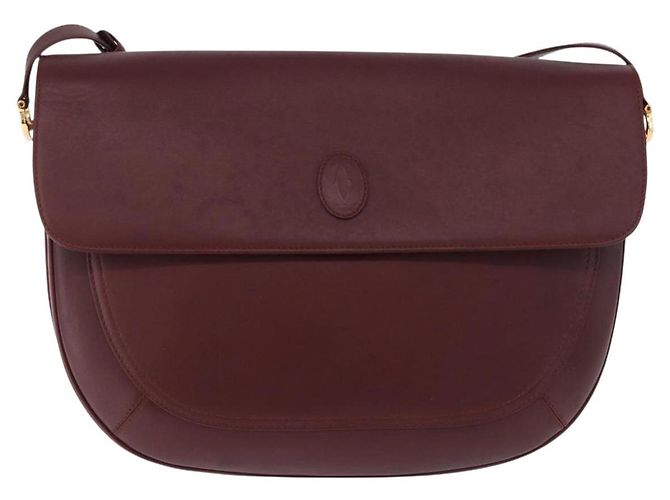 Borsa a tracolla CARTIER Must Line in pelle Bordeaux tono oro Auth gh2231 - vista 13