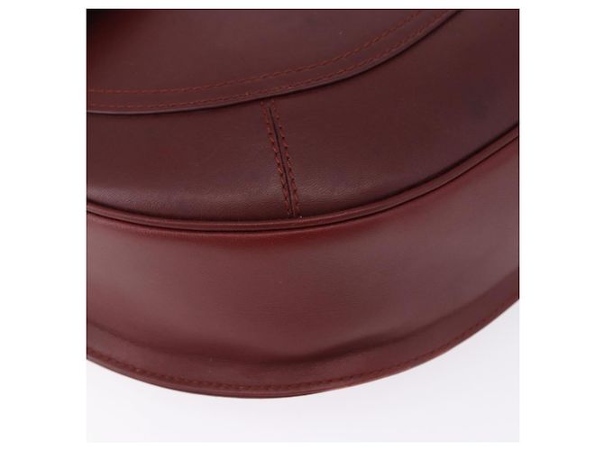 Borsa a tracolla CARTIER Must Line in pelle Bordeaux tono oro Auth gh2231 - vista 15