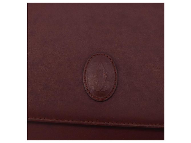 Borsa a tracolla CARTIER Must Line in pelle Bordeaux tono oro Auth gh2231 - vista 19