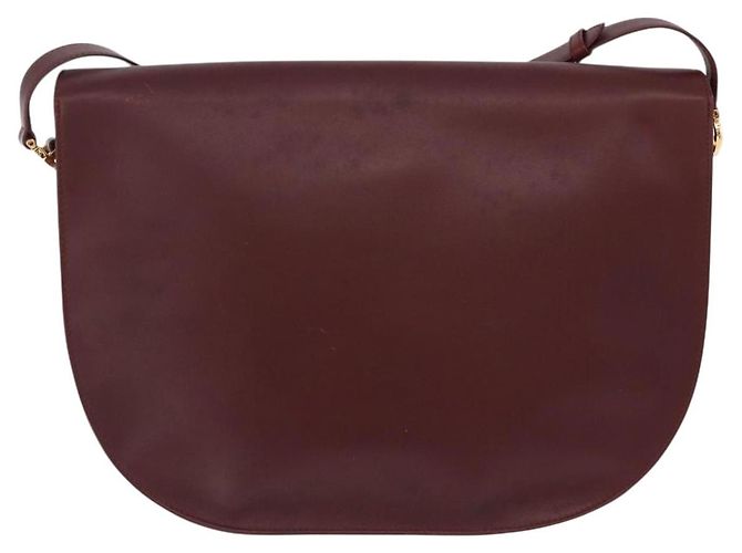 Borsa a tracolla CARTIER Must Line in pelle Bordeaux tono oro Auth gh2231 - vista 2