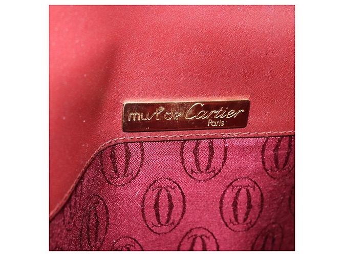Borsa a tracolla CARTIER Must Line in pelle Bordeaux tono oro Auth gh2231 - vista 20