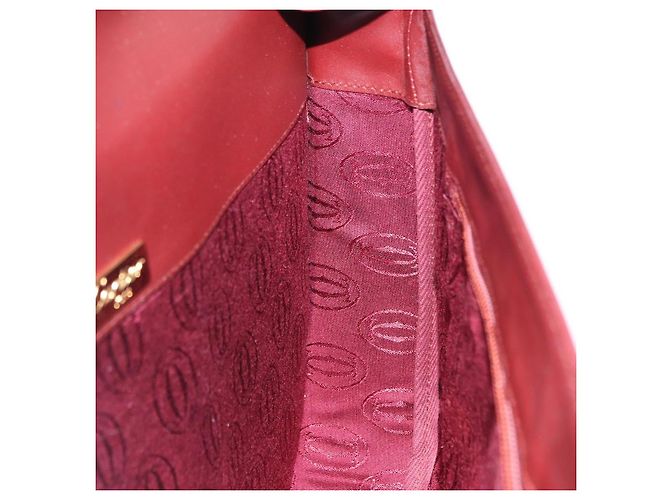 Borsa a tracolla CARTIER Must Line in pelle Bordeaux tono oro Auth gh2231 - vista 21