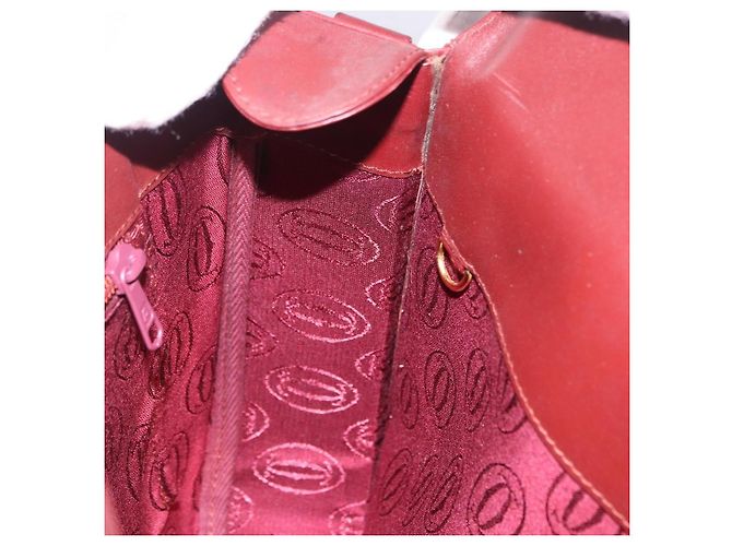 Borsa a tracolla CARTIER Must Line in pelle Bordeaux tono oro Auth gh2231 - vista 22