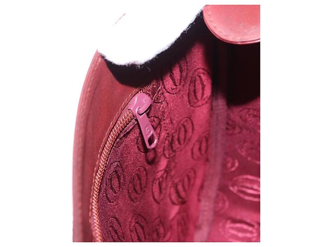Borsa a tracolla CARTIER Must Line in pelle Bordeaux tono oro Auth gh2231 - vista 23