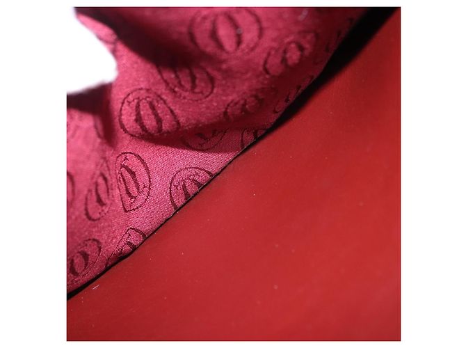 Borsa a tracolla CARTIER Must Line in pelle Bordeaux tono oro Auth gh2231 - vista 24