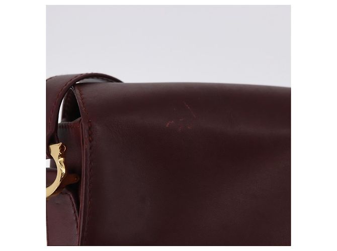 Borsa a tracolla CARTIER Must Line in pelle Bordeaux tono oro Auth gh2231 - vista 3