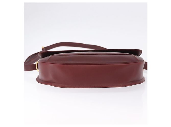 Borsa a tracolla CARTIER Must Line in pelle Bordeaux tono oro Auth gh2231 - vista 6