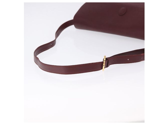 Borsa a tracolla CARTIER Must Line in pelle Bordeaux tono oro Auth gh2231 - vista 8