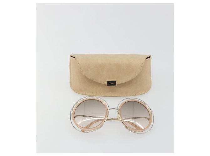 Chloé Occhiali da sole Chloe Metal Beige Gold Tone Auth BA14749M - vista 12