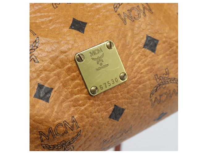 Borsa a tracolla MCM Vicetos PVC Pelle Marrone Tono Oro Auth gh232323 - vista 12