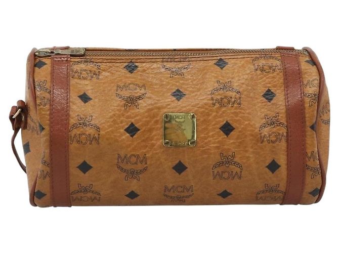 Borsa a tracolla MCM Vicetos PVC Pelle Marrone Tono Oro Auth gh232323 - vista 13