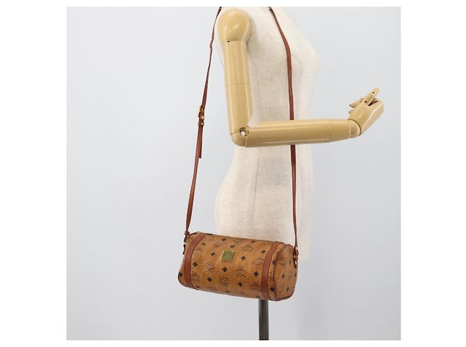 Borsa a tracolla MCM Vicetos PVC Pelle Marrone Tono Oro Auth gh232323 - vista 19