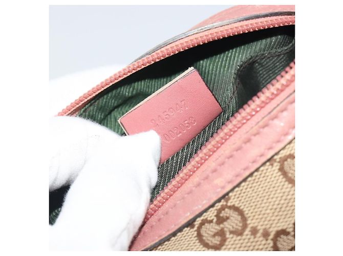 Bolso GUCCI GG Canvas Beige Silver 245947 Auth 191986 Plata - vista 12