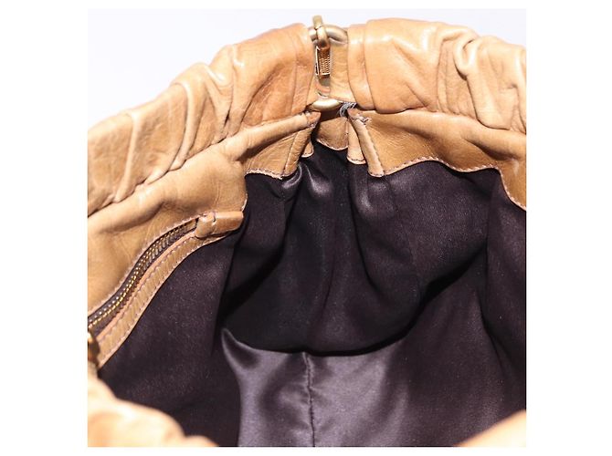 Borsa a mano Miu Miu Vitellolux in pelle 2way Beige Gold Auth bs36678V D'oro - vista 21