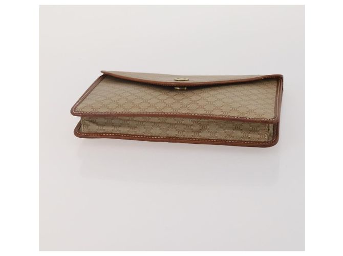 Céline CELINE Macadam Canvas Clutch Bag PVC Suede 4 Set Brown Beige blue Auth 191147 Marrone - vista 18