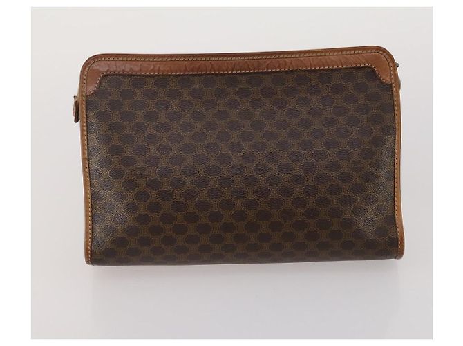 Céline CELINE Macadam Canvas Clutch Bag PVC Suede 4 Set Brown Beige blue Auth 191147 Marrone - vista 9