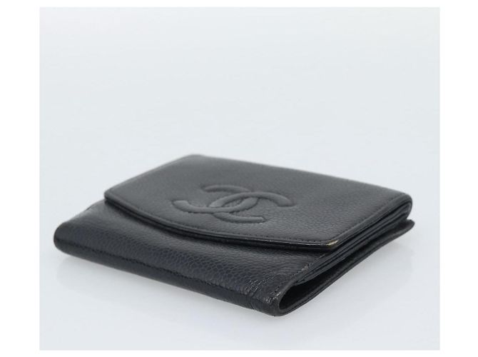 Portafoglio CHANEL Caviar Skin 2 Set Black CC Auth bs36692 Nero - vista 13